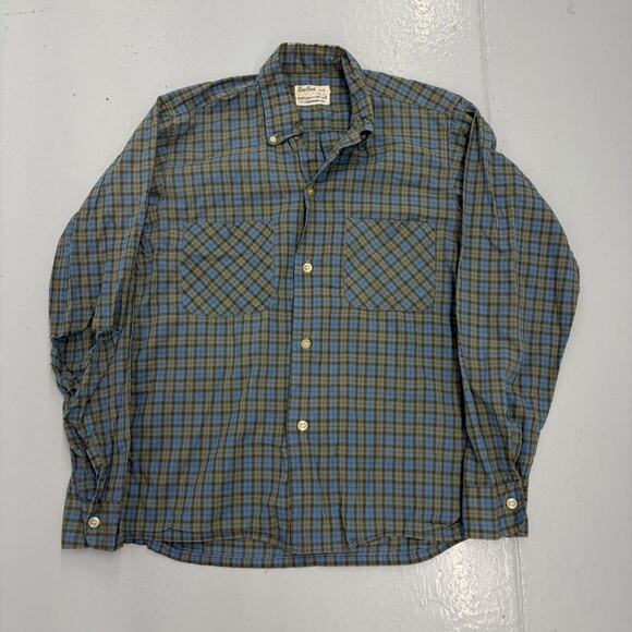 Vintage Other - Vintage 60s Cove Creek Blue/Green Plaid Cotton Loop Collar